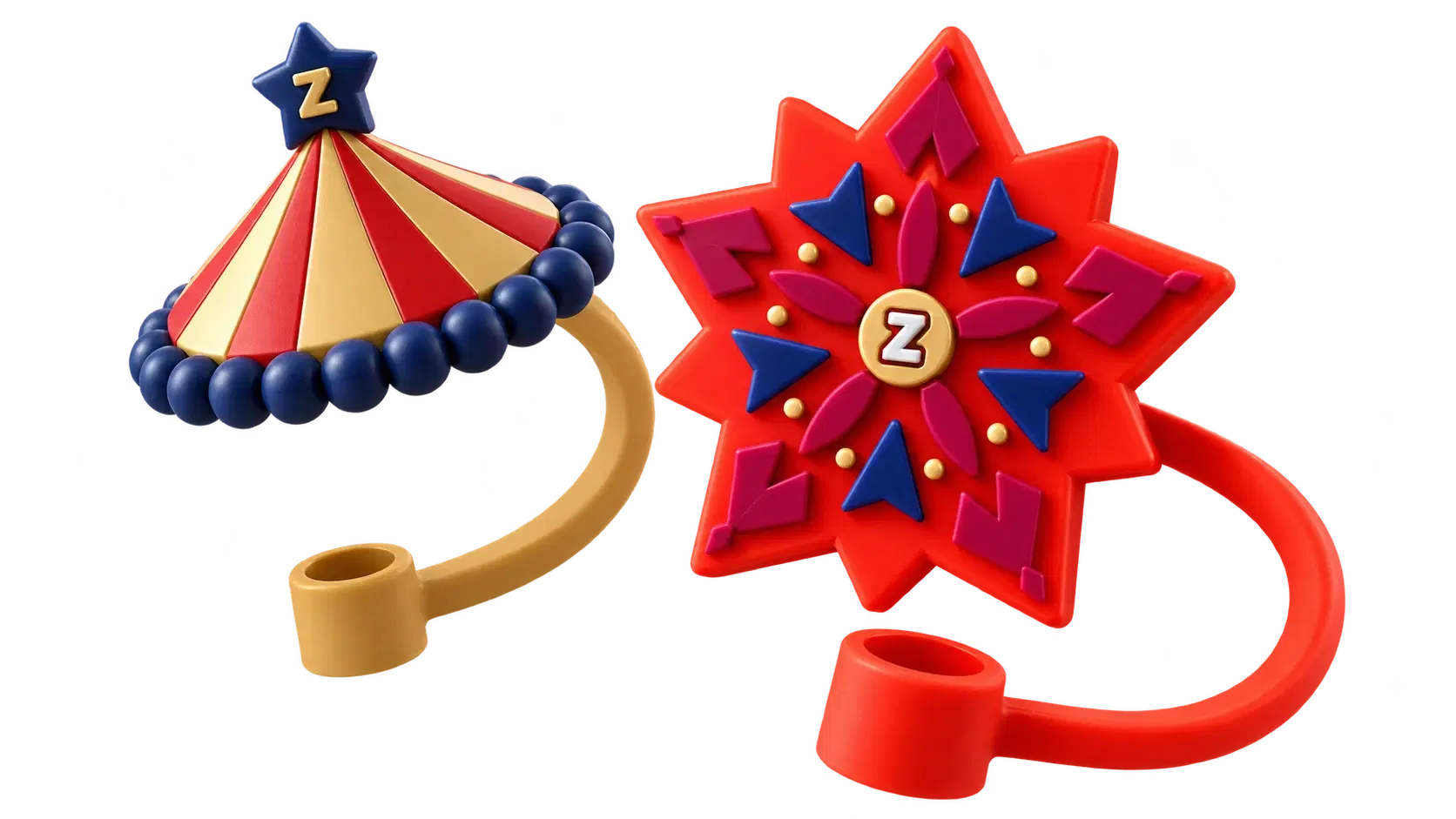 Decorative parasol and star straw toppers