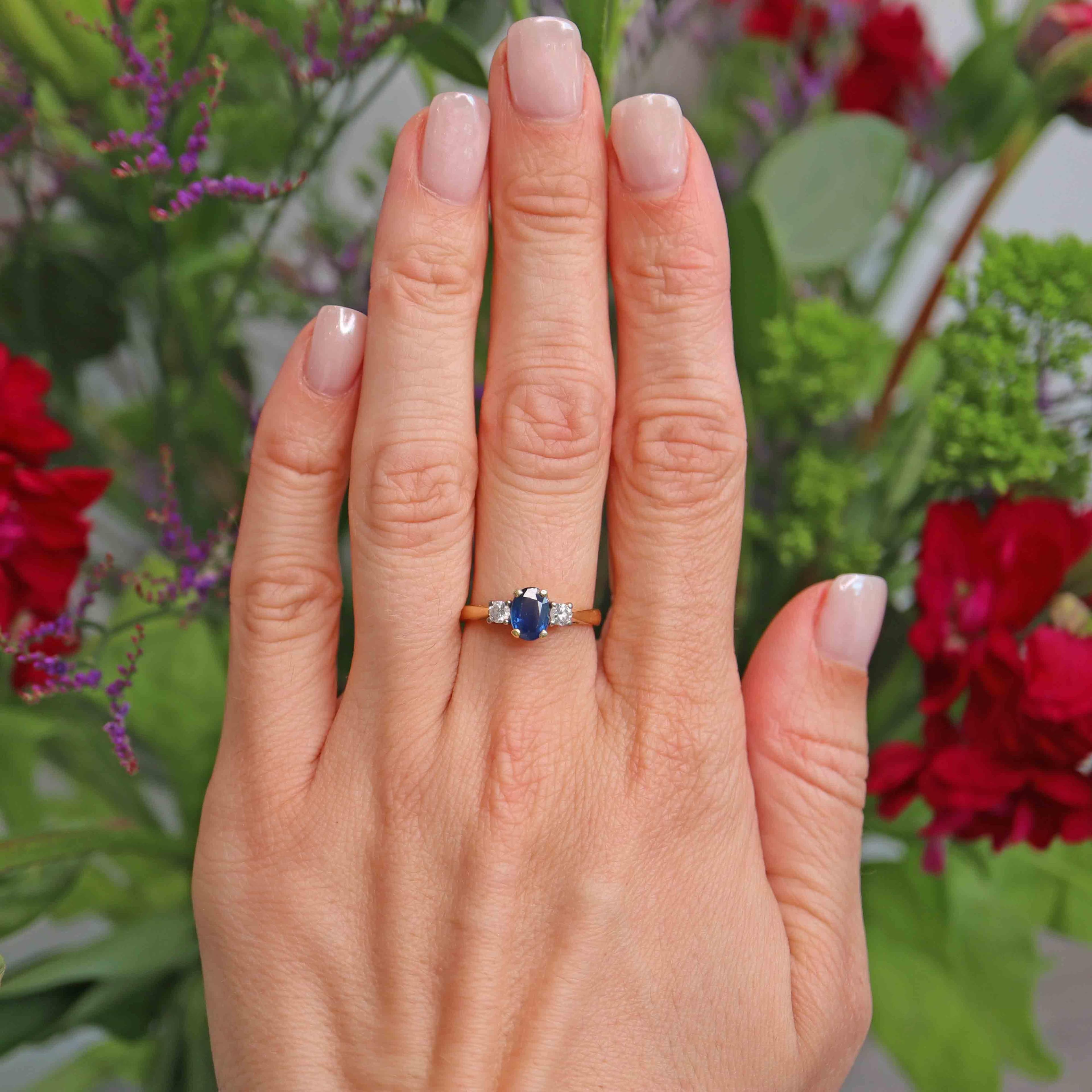 Three-Stone Sapphire and Diamond Ring