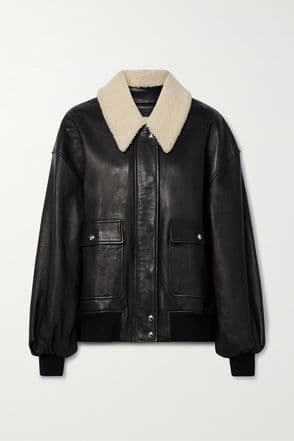 Shellar Shearling-Trimmed Leather Jacket