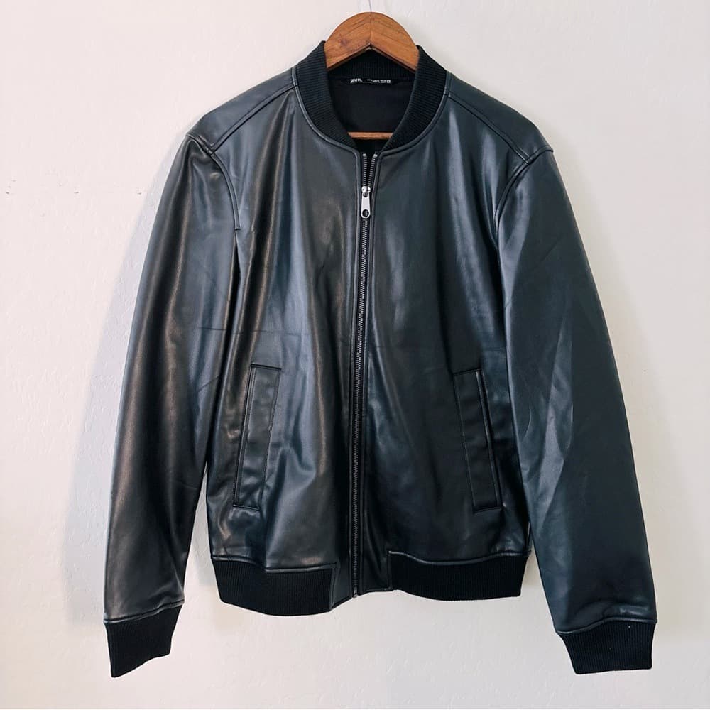 Faux Leather Bomber Jacket