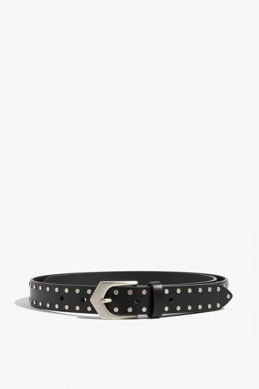 Zap Studded Leather Belt