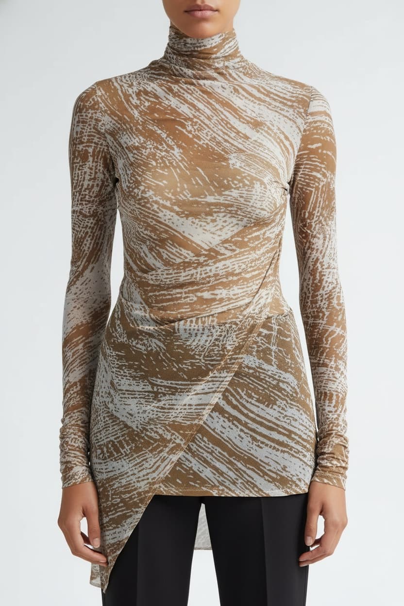 Rio Mock Neck Long Sleeve Tulle Top