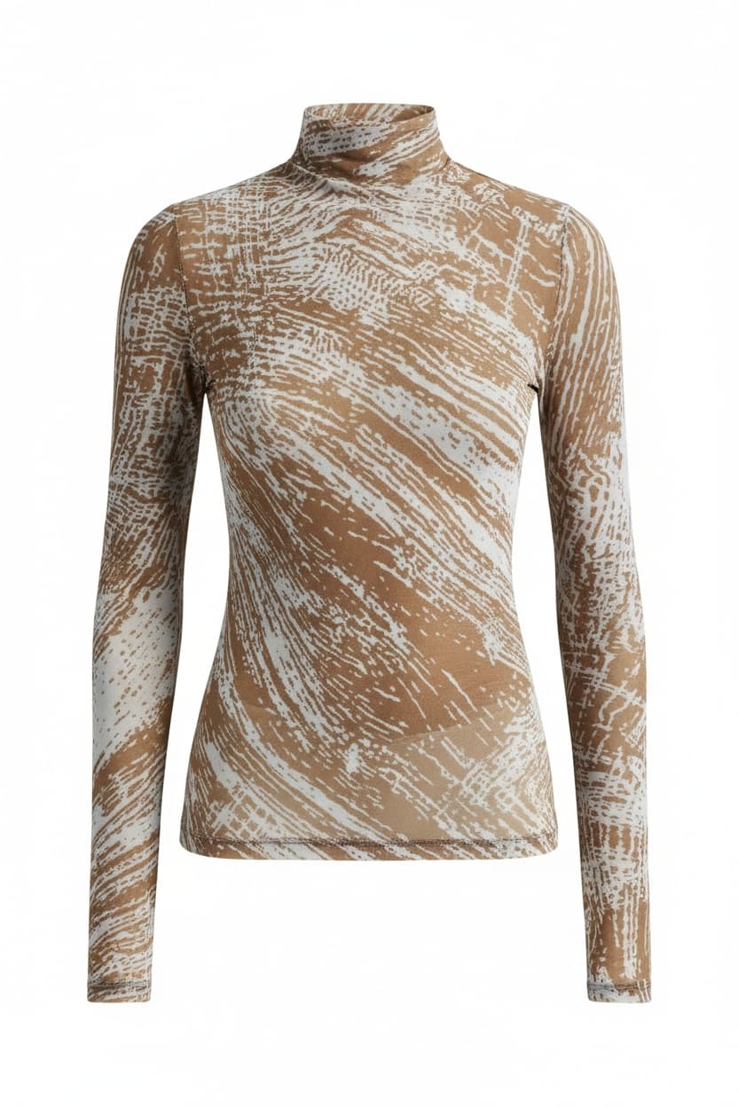 Rio Mock Neck Long Sleeve Tulle Top