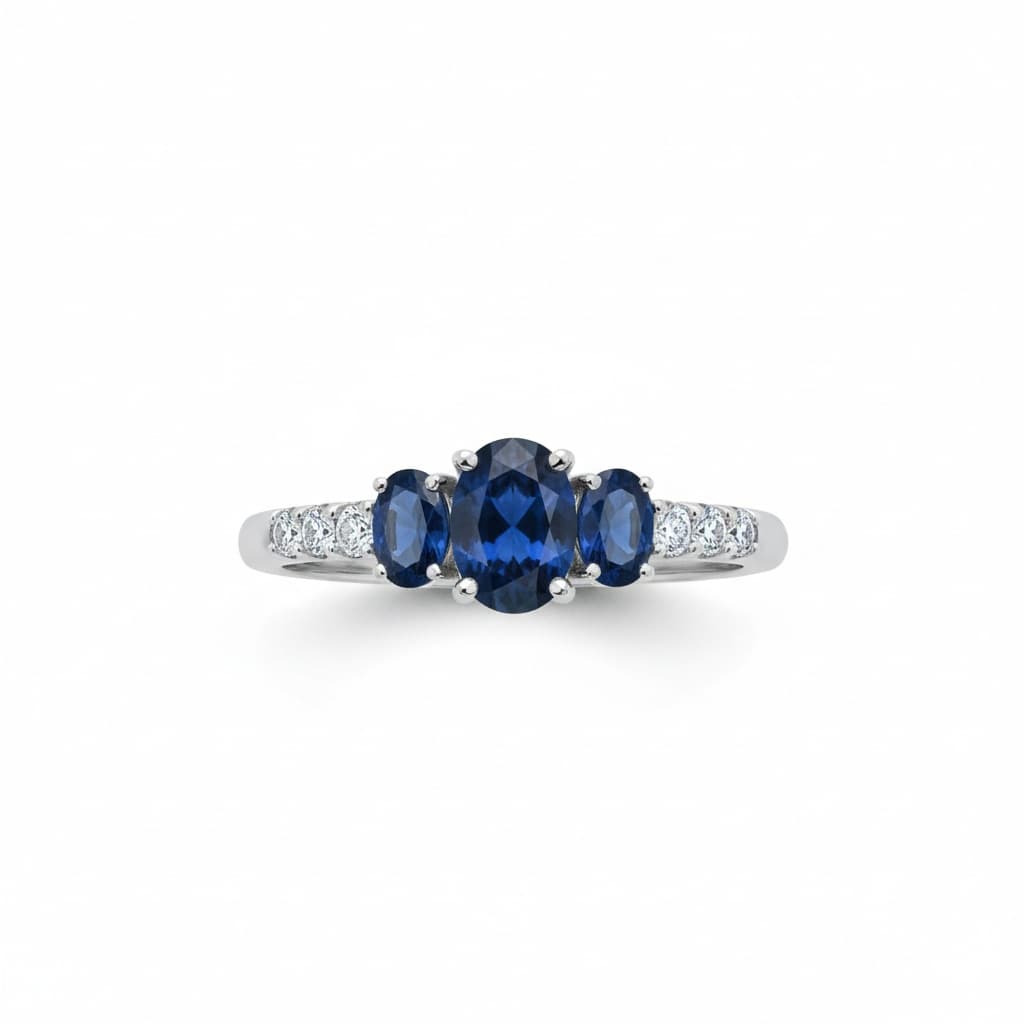 Three-Stone Sapphire and Diamond Ring