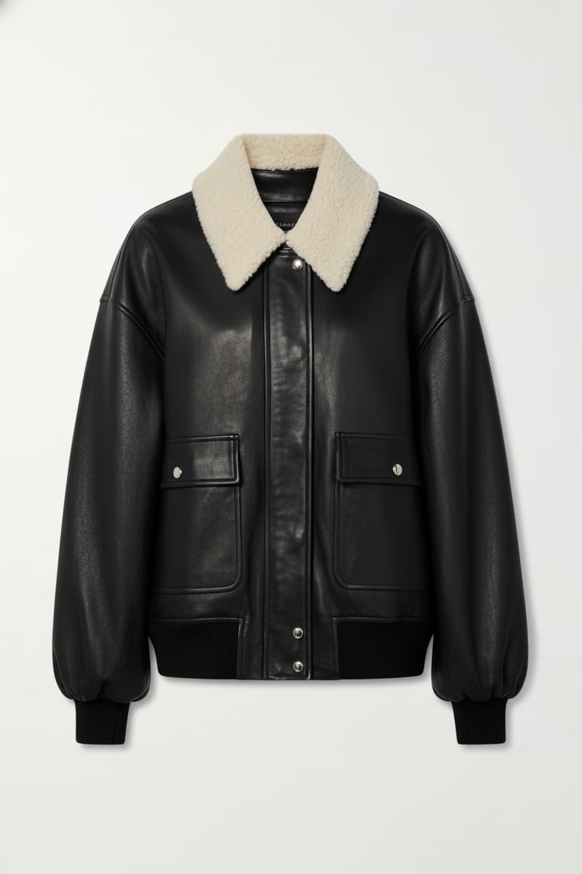 Shellar Shearling-Trimmed Leather Jacket