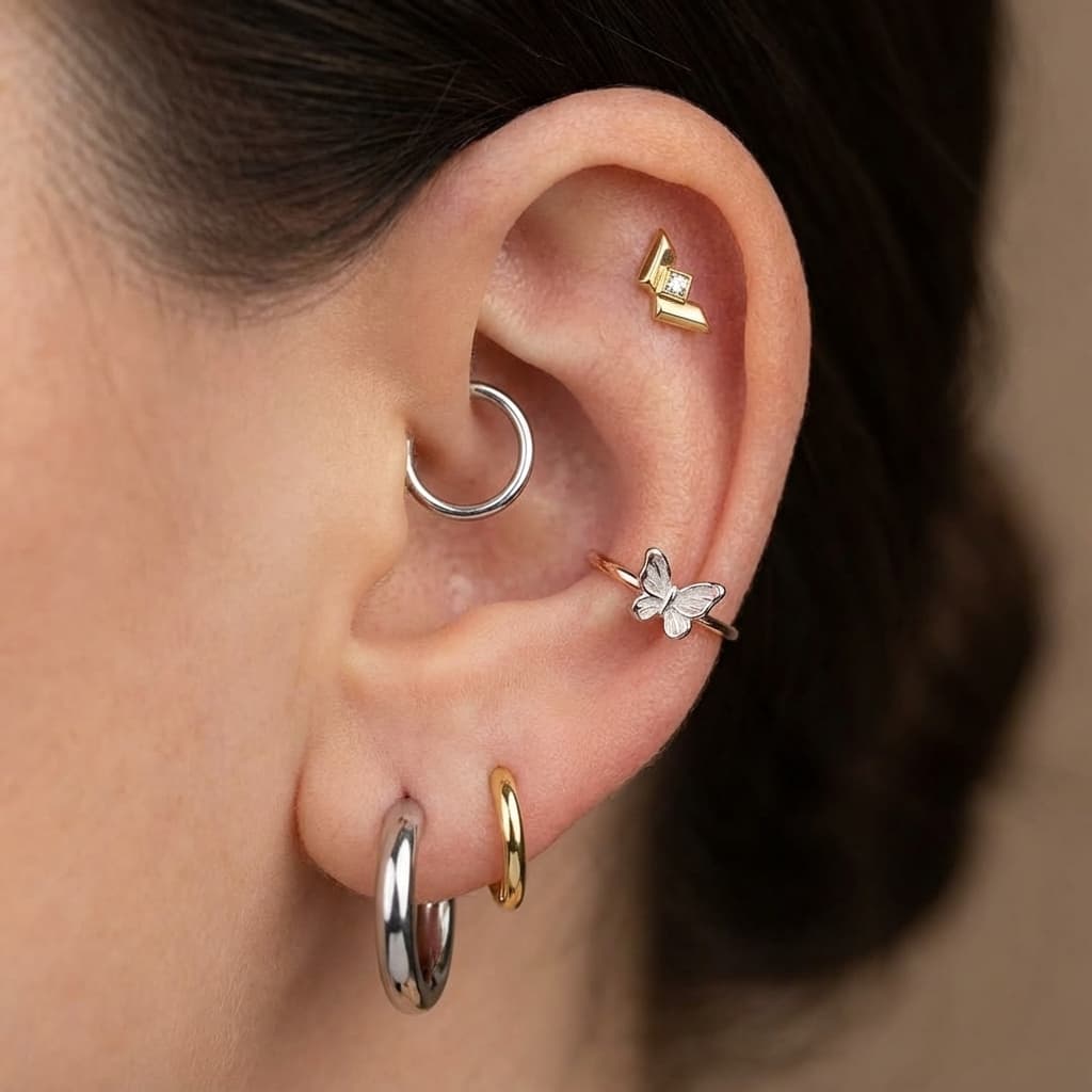 Mixed Metal Piercings