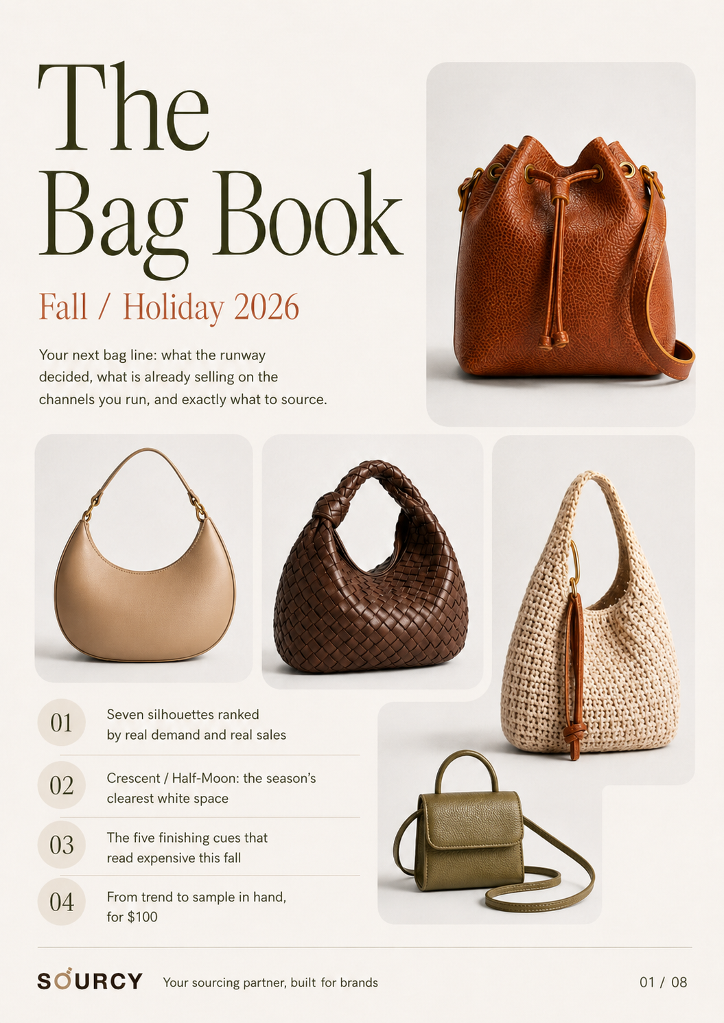 Cover of The Bag Book, Sourcy’s Fall and Holiday 2026 bag trend report